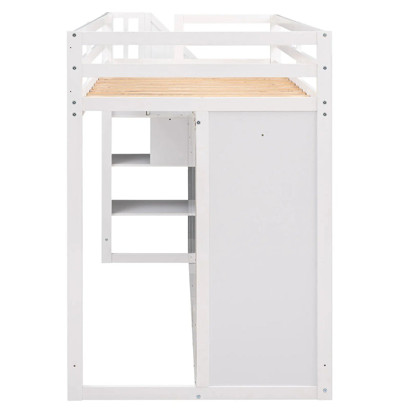 Loft Bed With 3 Shelves, 2 Wardrobes, 2 Drawers, Ladder Storage by HouseOfZazla