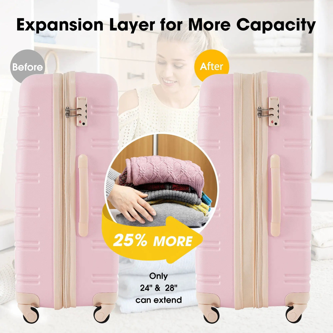 Hardshell Luggage Sets 2 Pieces + Bag Spinner Suitcase With Tsa Lock Lightweight 20" / 24" by HouseOfZazla