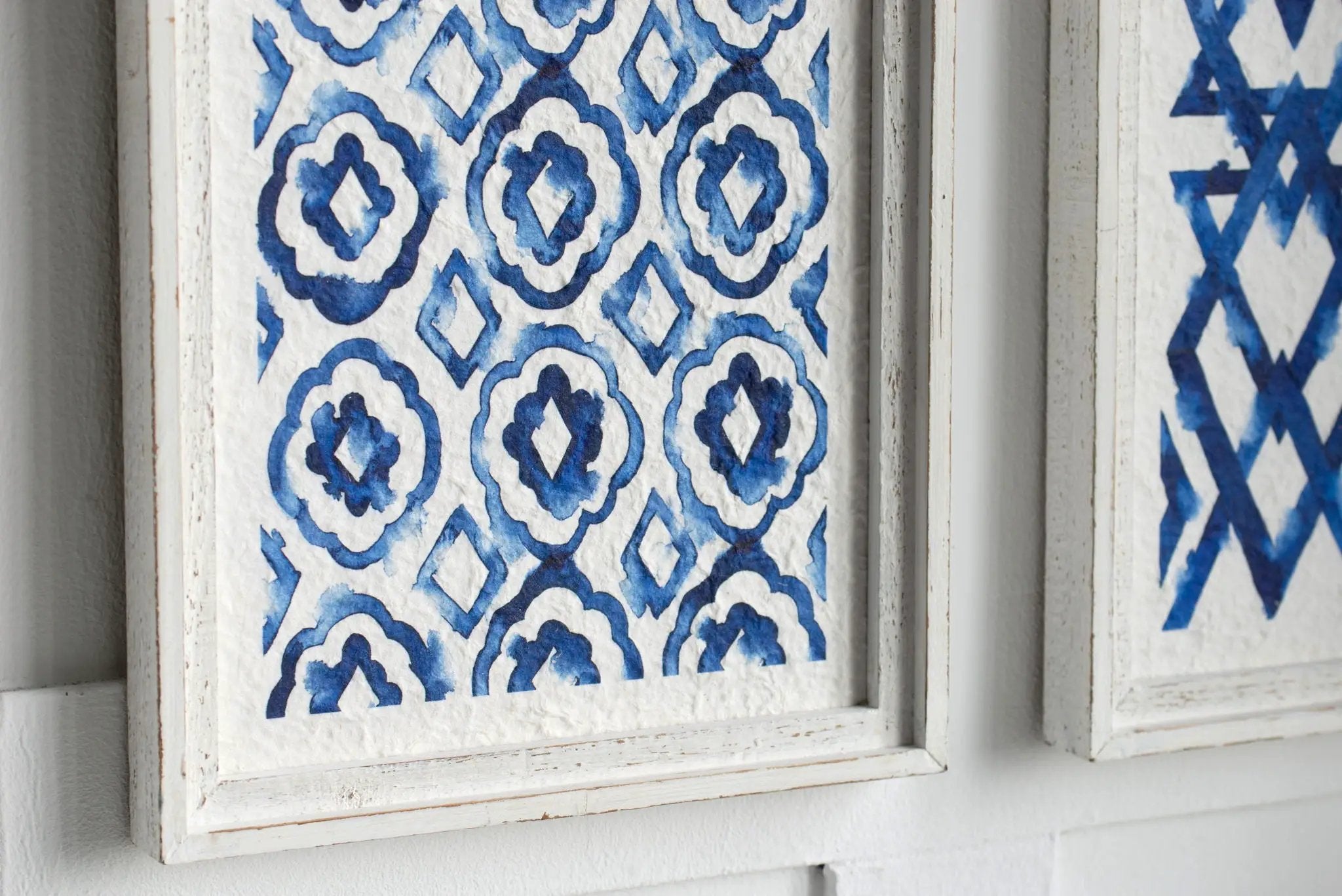Hanging Sculptures, Modern Wall Art Decor (Set of 2) - White / Blue by HouseOfZazla