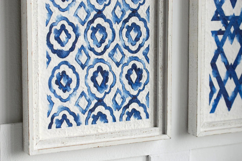 Hanging Sculptures, Modern Wall Art Decor (Set of 2) - White / Blue by HouseOfZazla