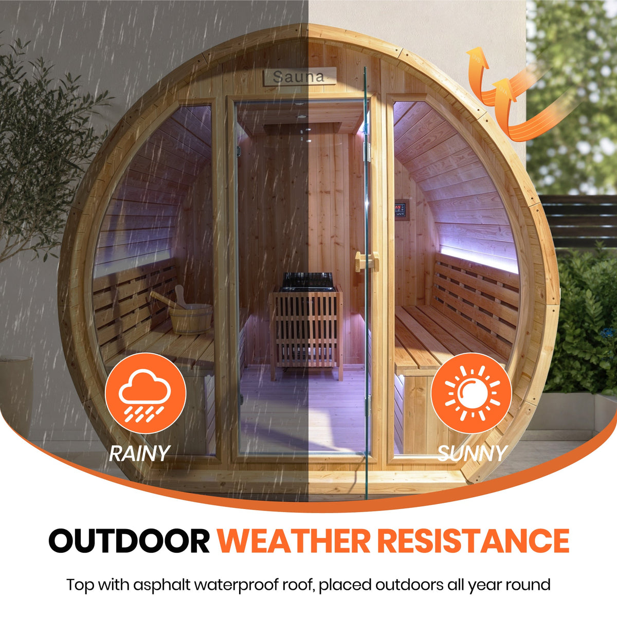 9000W 240V Finnish Carbonized Spruce Outdoor Sauna Room, photo 4 of 10