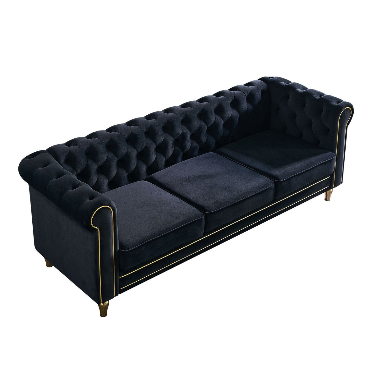 Chesterfield Fabric Stationary Sofa with Tufted Design - Black, Beige, or Pink, photo 11 of 12