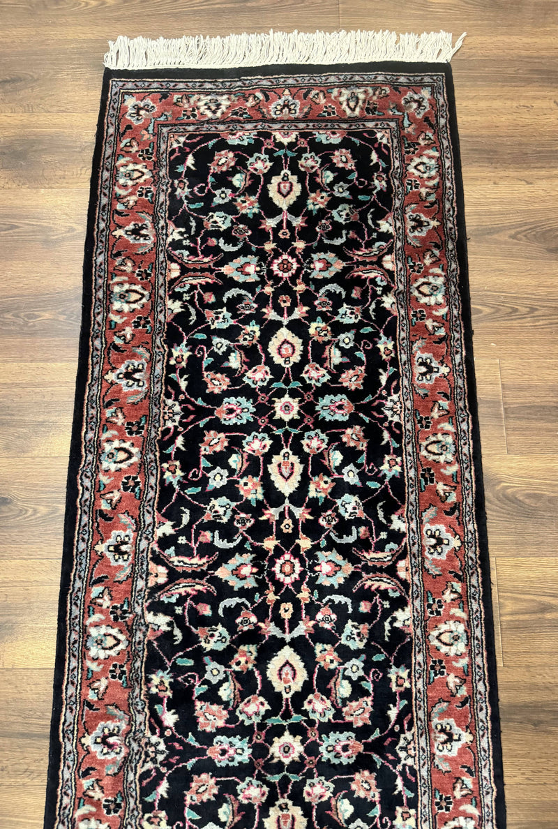 Pak Persian Runner Rug 2.8 x 10, Dark Blue, Floral Allover, Wool by Jewel Rugs