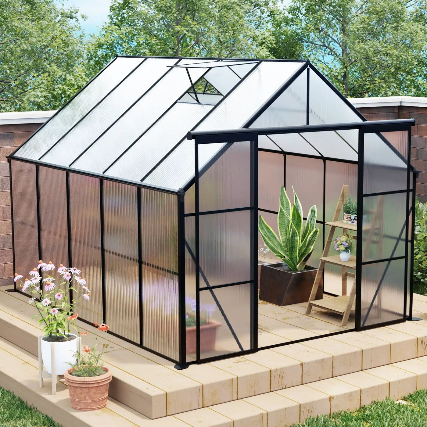 Double Door Polycarbonate house Raised Base And Anchor Aluminum Heavy Duty Walk In houses For Outdoor Backyard In All Season by HouseOfZazla