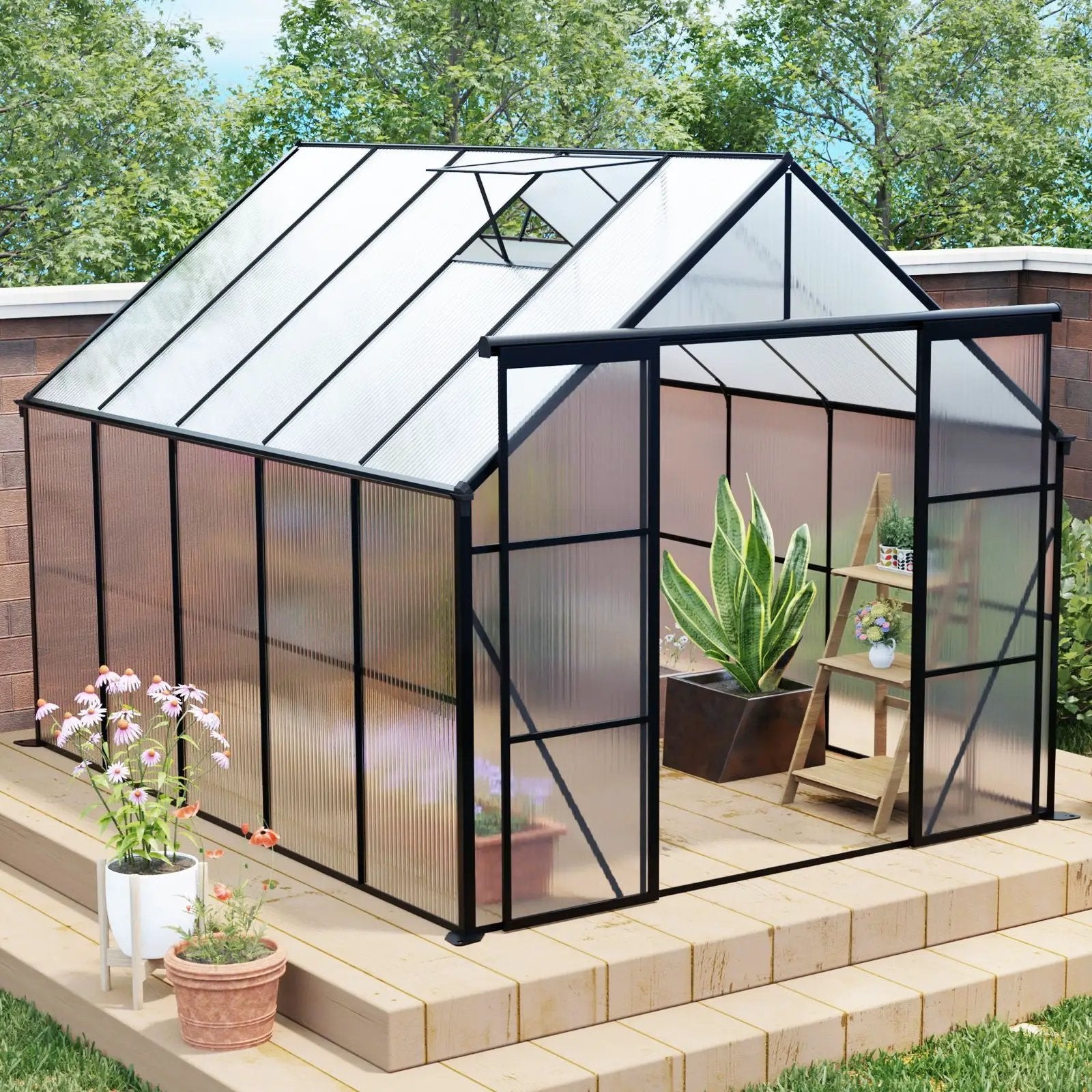 Double Door Polycarbonate house Raised Base And Anchor Aluminum Heavy Duty Walk In houses For Outdoor Backyard In All Season by HouseOfZazla