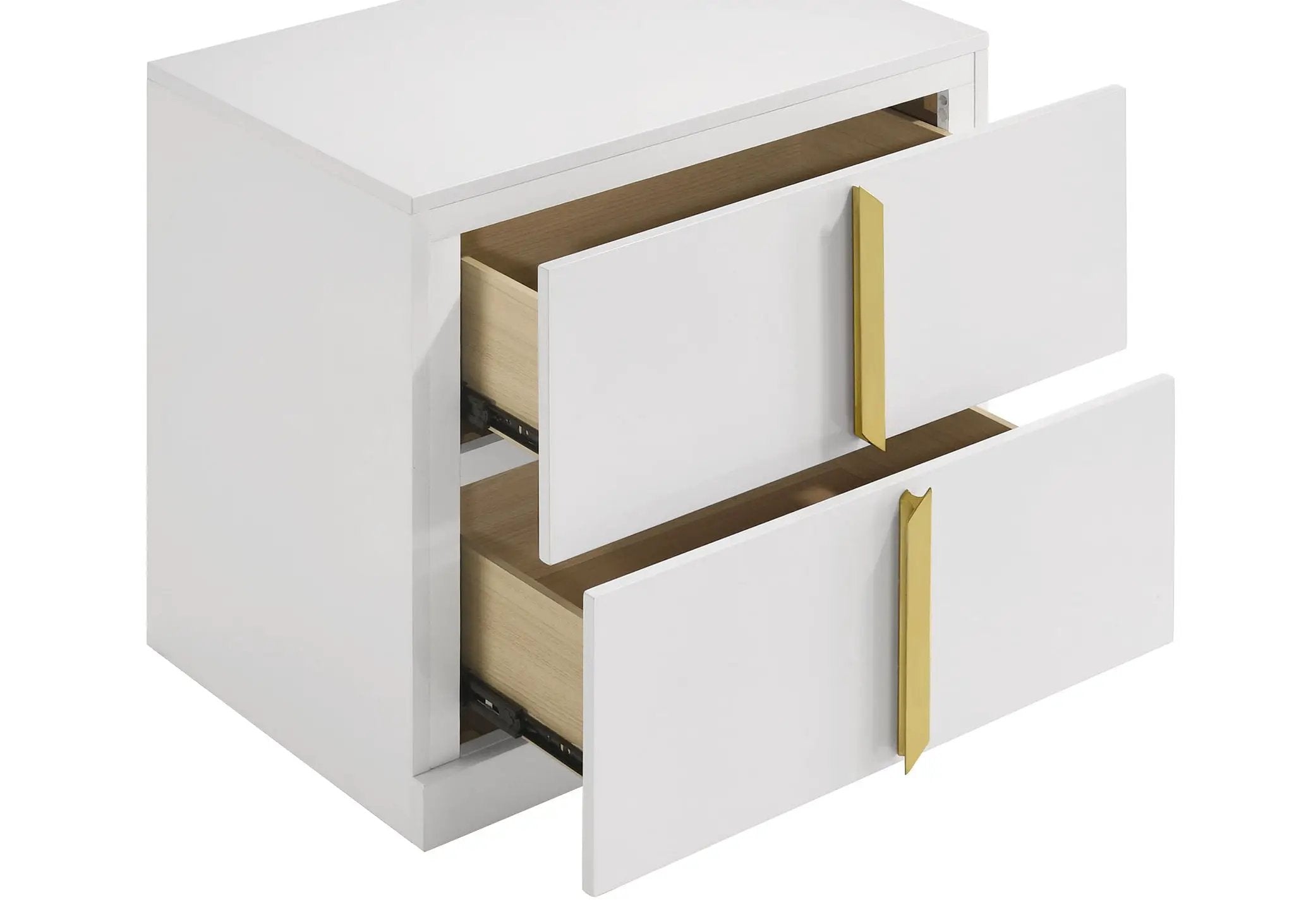 Ines 2-drawer Nightstand Bedside Table White High Gloss by Unique Piece Furniture