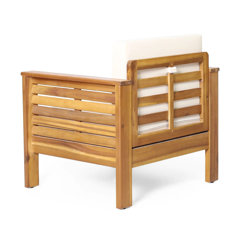 Set of 2 Outdoor Acacia Wood Club Chairs with Cushions by HouseOfZazla