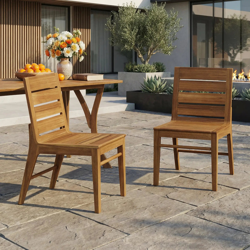 Outdoor Acacia Wood Dining Chair (Set of 2) by HouseOfZazla