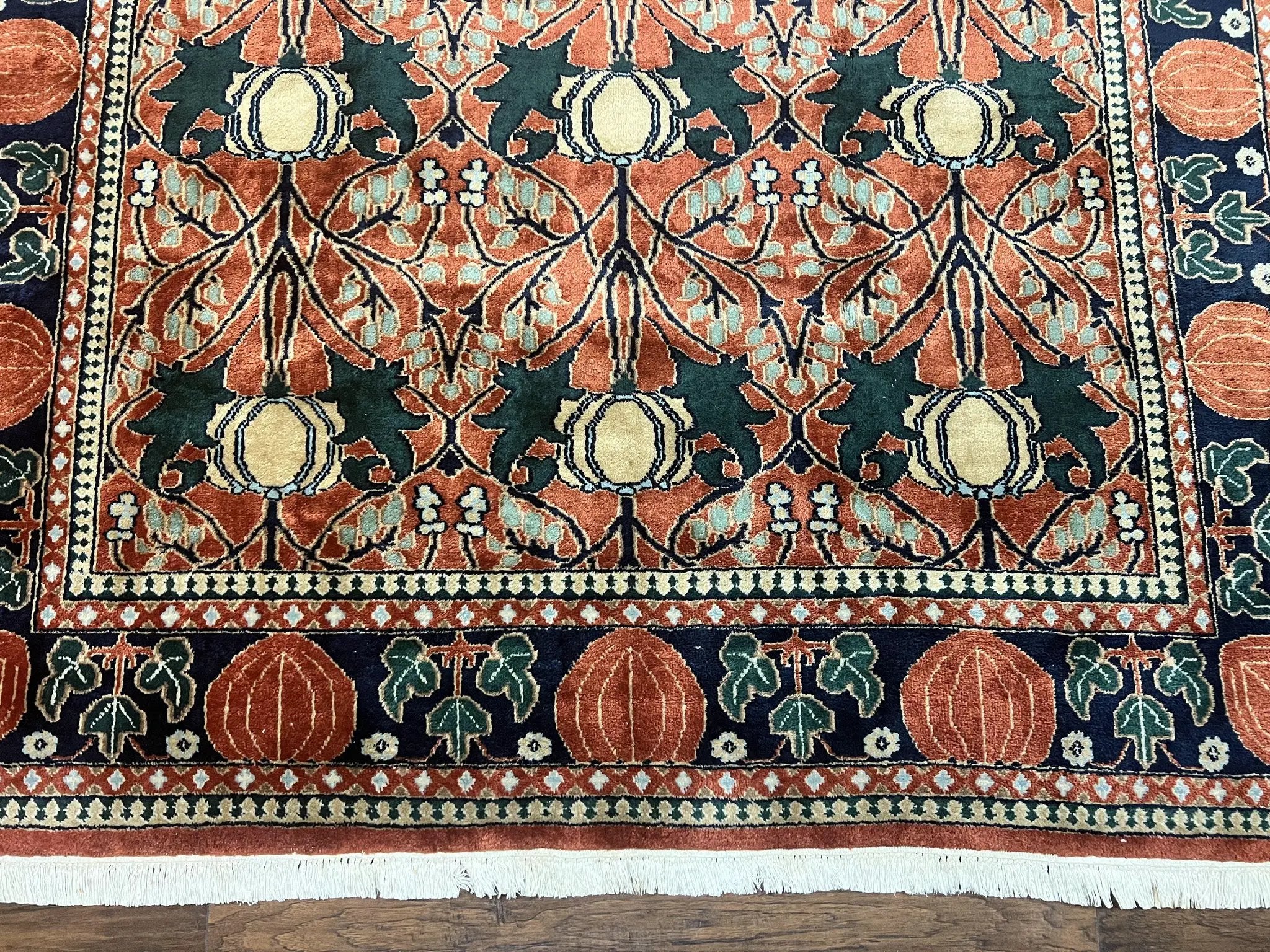 Indo Persian Bidjar Rug 8x10, Red and Black, Handmade Vintage Wool Carpet by Jewel Rugs