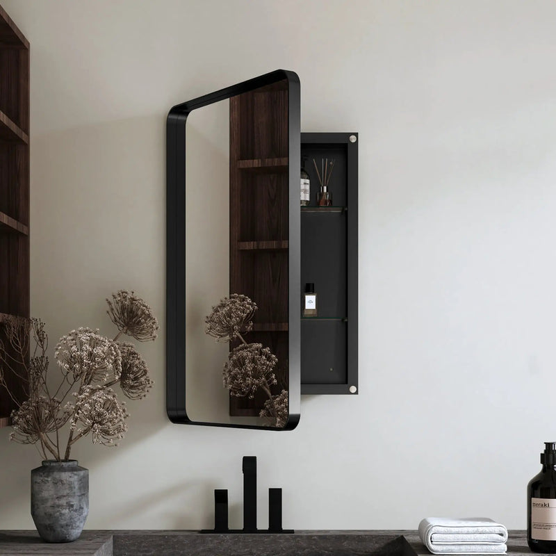 20x30 Inch Recessed Black Metal Framed Medicine Cabinet by HouseOfZazla