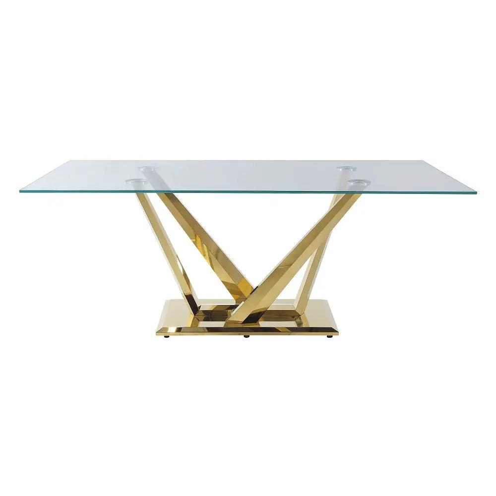 Barnard - Dining Table - Clear Glass & Mirrored Gold by Unique Piece Furniture