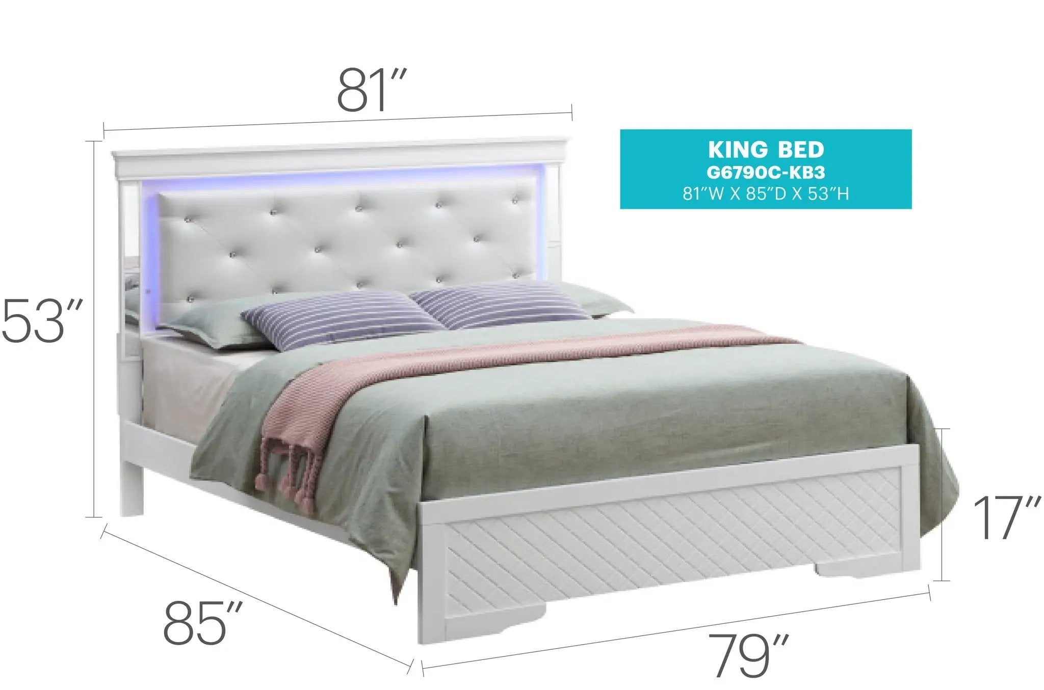Bed With LED Light Accents Headboard by Unique Piece Furniture