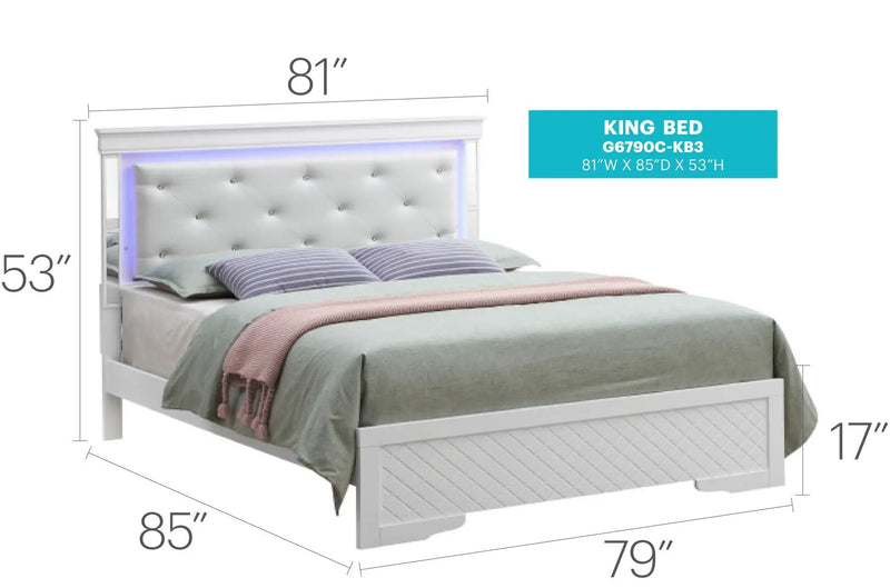 Bed With LED Light Accents Headboard by Unique Piece Furniture
