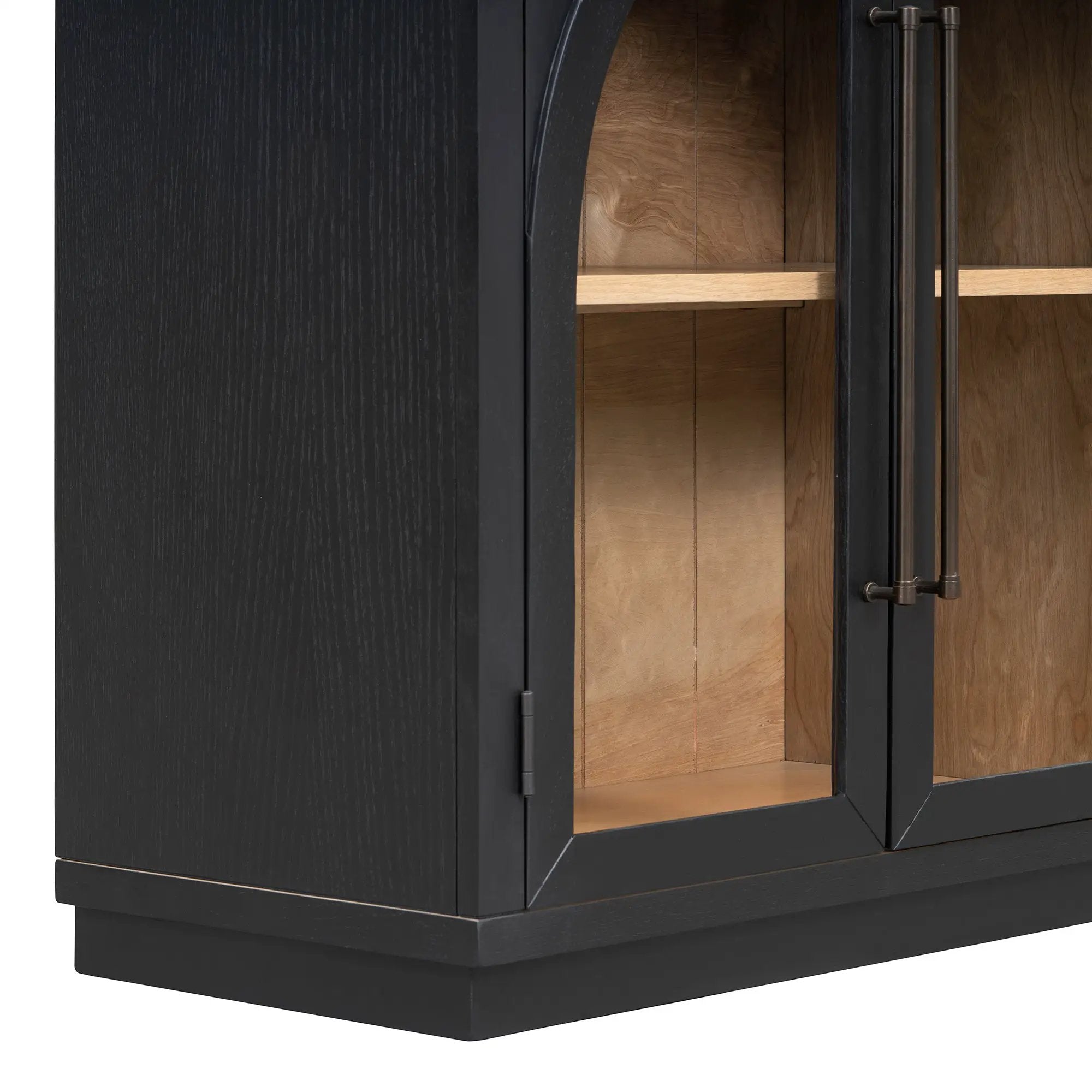 4-Door Large Storage Sideboard Buffet Cabinet with Glass Doors Arched Cabinet (Black) by HouseOfZazla