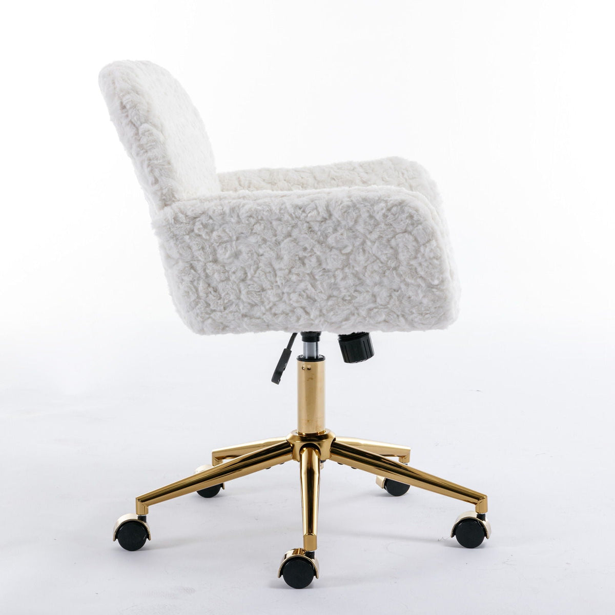 Office Chair, Artificial Rabbit Hair Home Office Chair With Metal Base, Adjustable Desk Chair Swivel Office Chair, Vanity Chair, photo 32 of 39