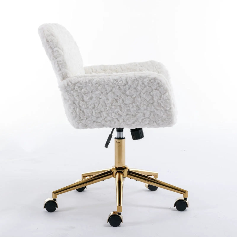 Office Chair, Artificial Rabbit Hair Home Office Chair With Metal Base, Adjustable Desk Chair Swivel Office Chair, Vanity Chair by Unique Piece Furniture