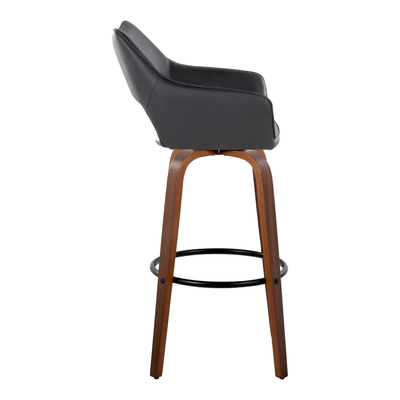 Mustang - Contemporary Fixed Height Barstool With Swivel & Round Footrest (Set of 2) by HouseOfZazla