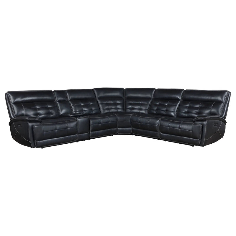 Hewitt Leather Dual Power Reclining Sectional Sofa Black by Unique Piece Furniture