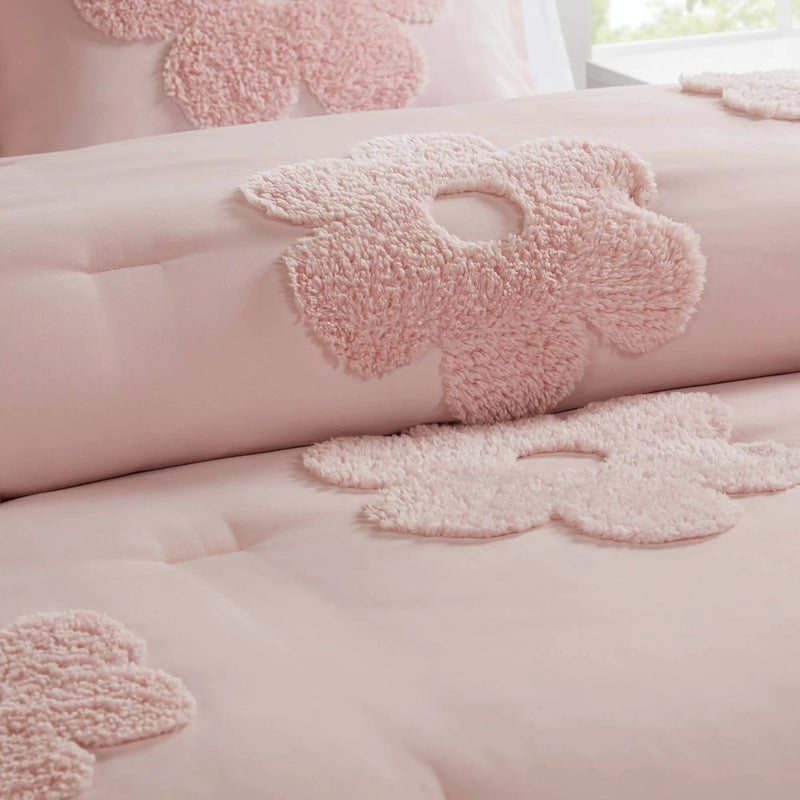 3-Piece Twin Floral Reversible Tufted Chenille Comforter Set by HouseOfZazla