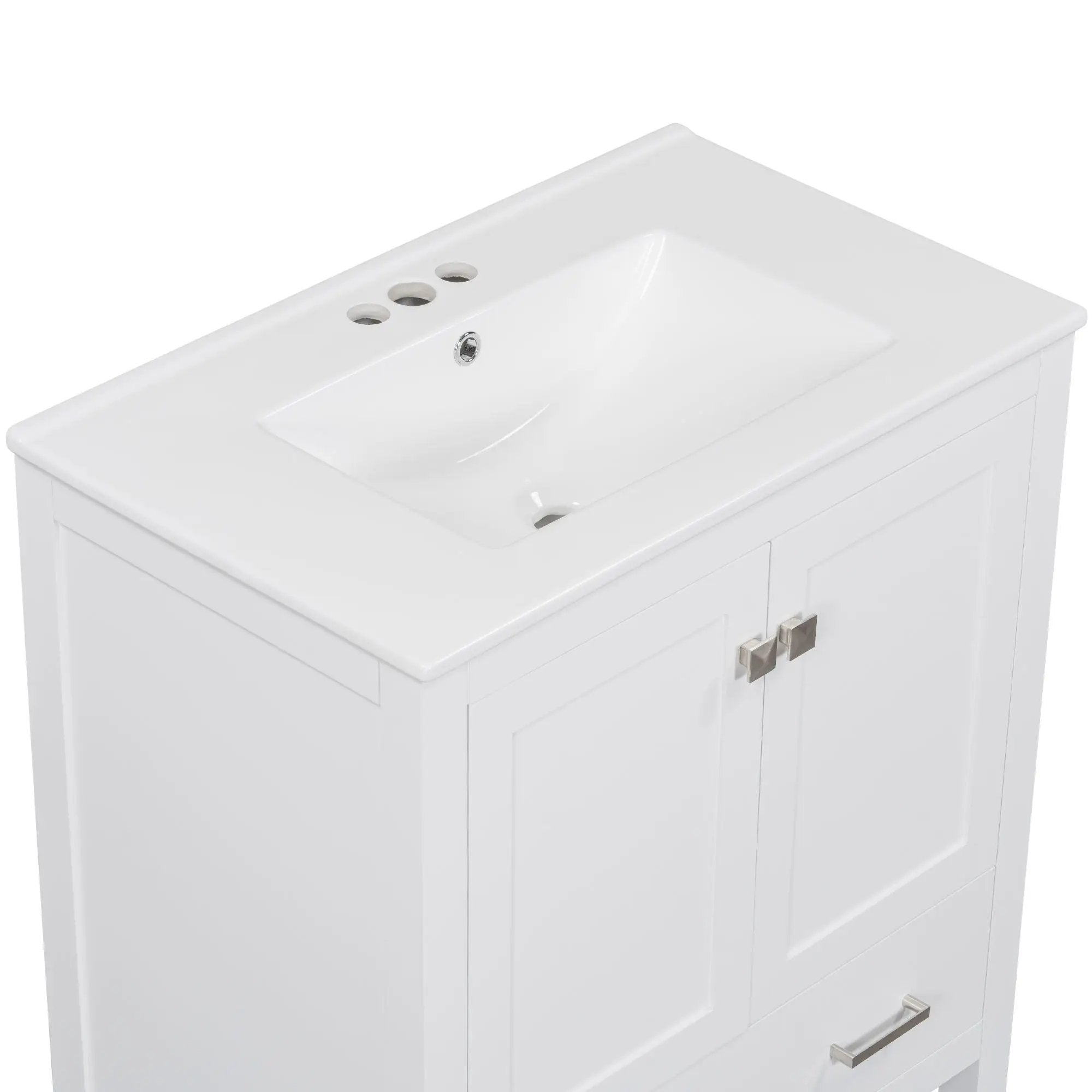 Bathroom Vanity With Single Sink, Combo Cabinet Undermount Sink, Bathroom Storage Cabinet With Two Doors And A Drawer, Soft Closing, Multifunctional Storage, Solid Wood Frame by HouseOfZazla