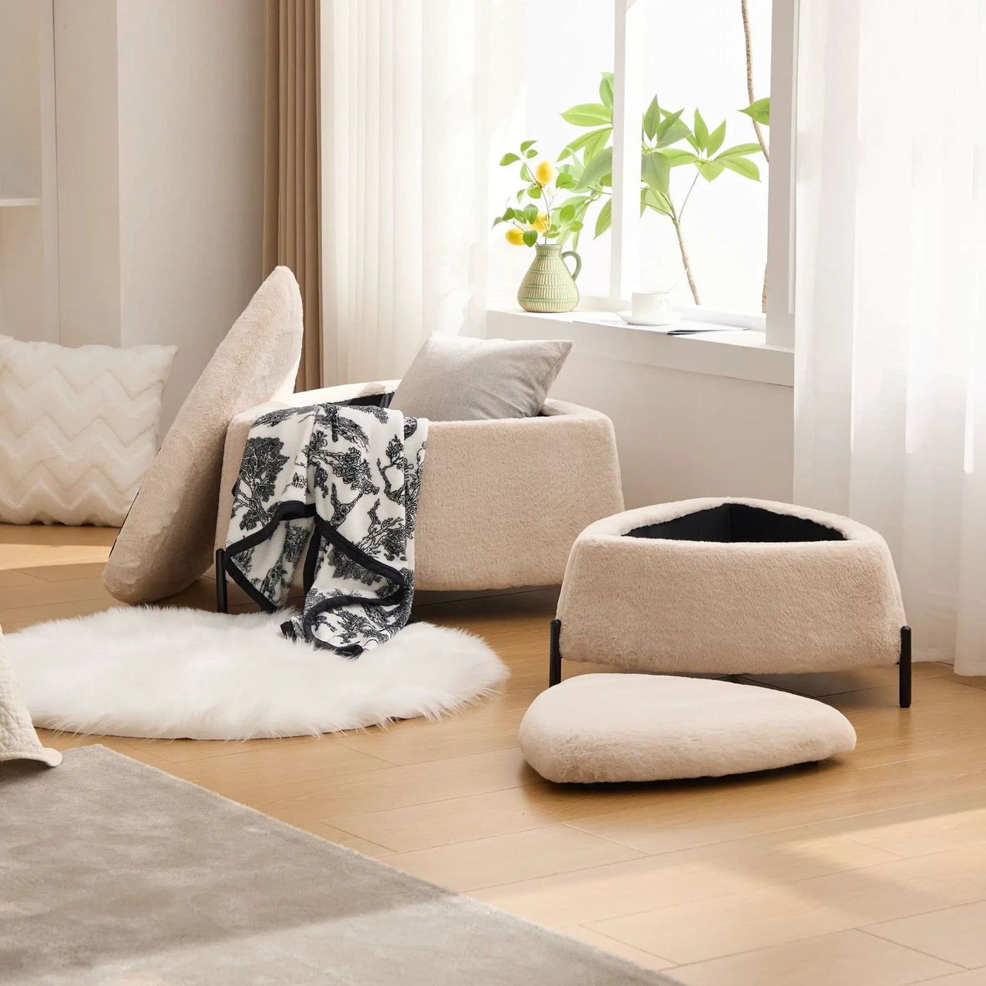 Upholstered Storage Ottoman Set With Reversible Lid by Unique Piece Furniture