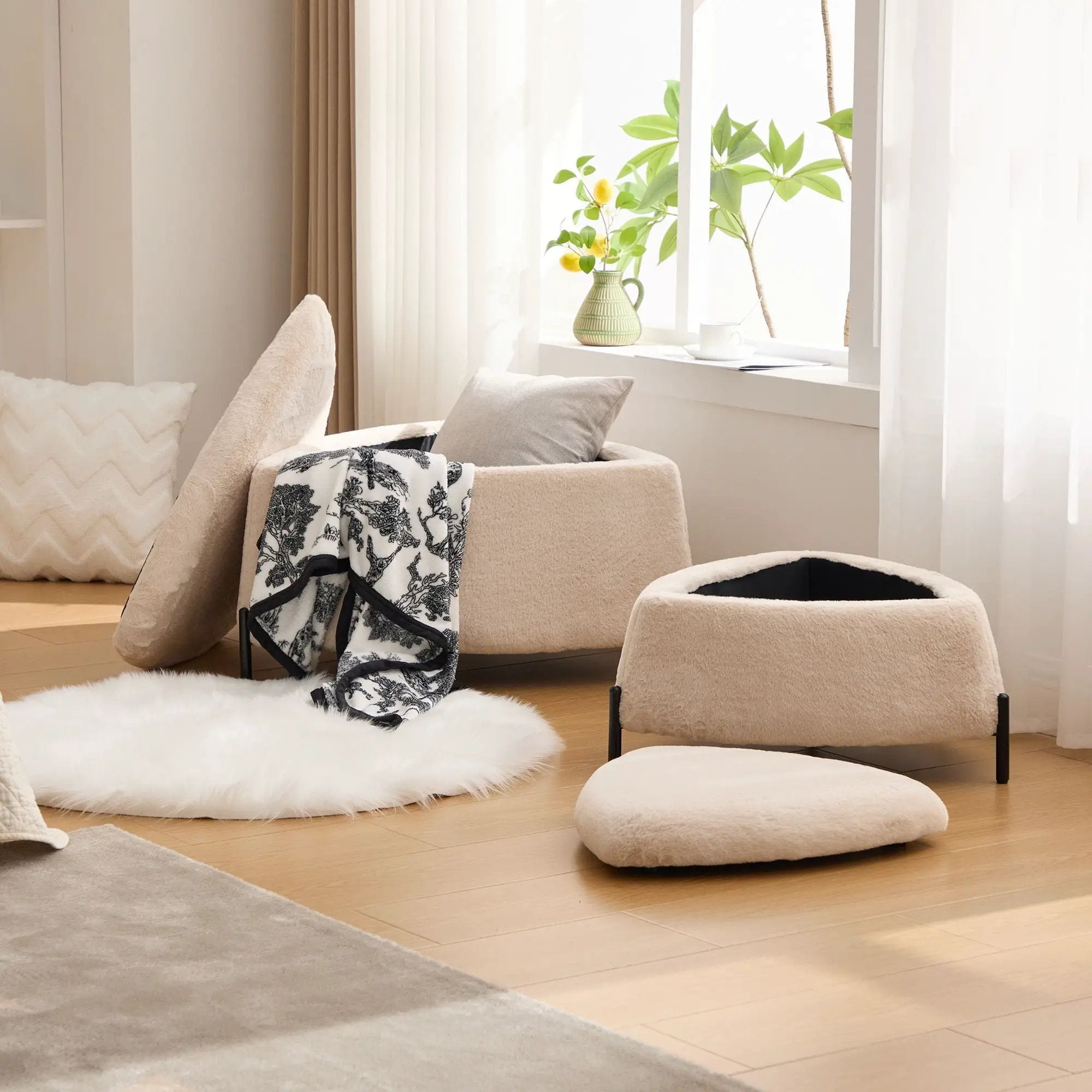 Upholstered Storage Ottoman Set With Reversible Lid by Unique Piece Furniture
