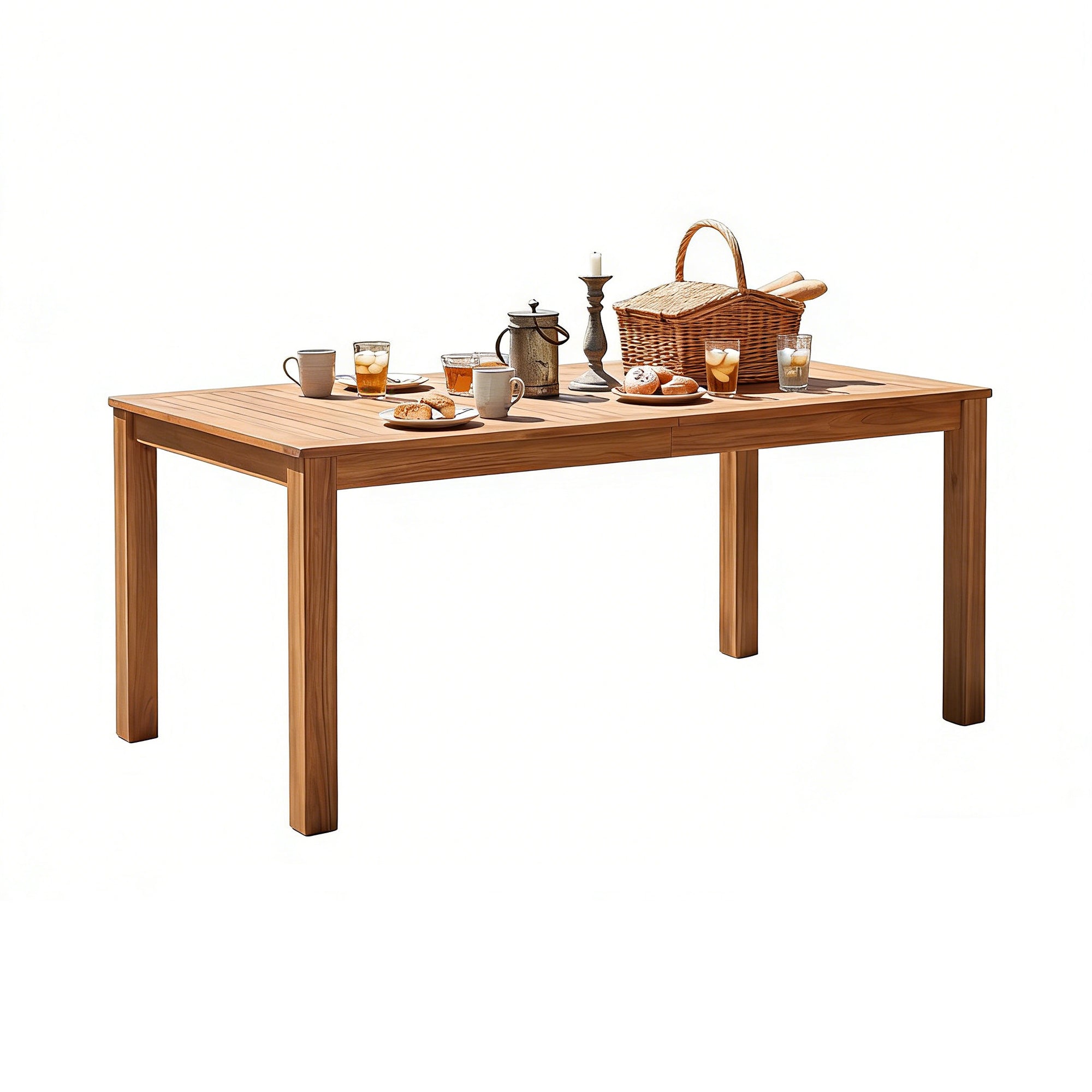 TOPMAX Patio Wooden Dining Table, 67"L Rectangular by HouseOfZazla
