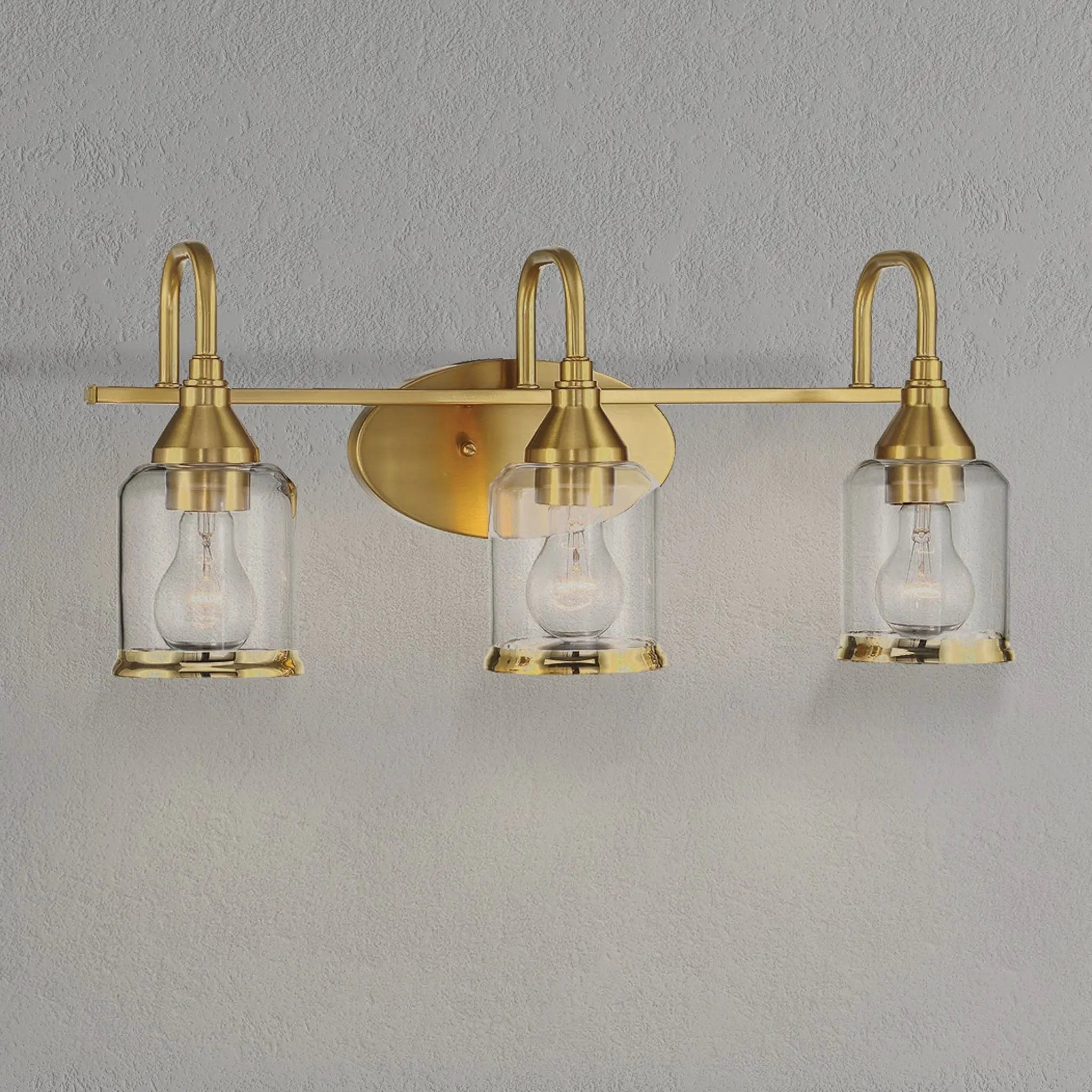 3 Lights Brush Vanity Light - Clear / Gold by Unique Piece Furniture
