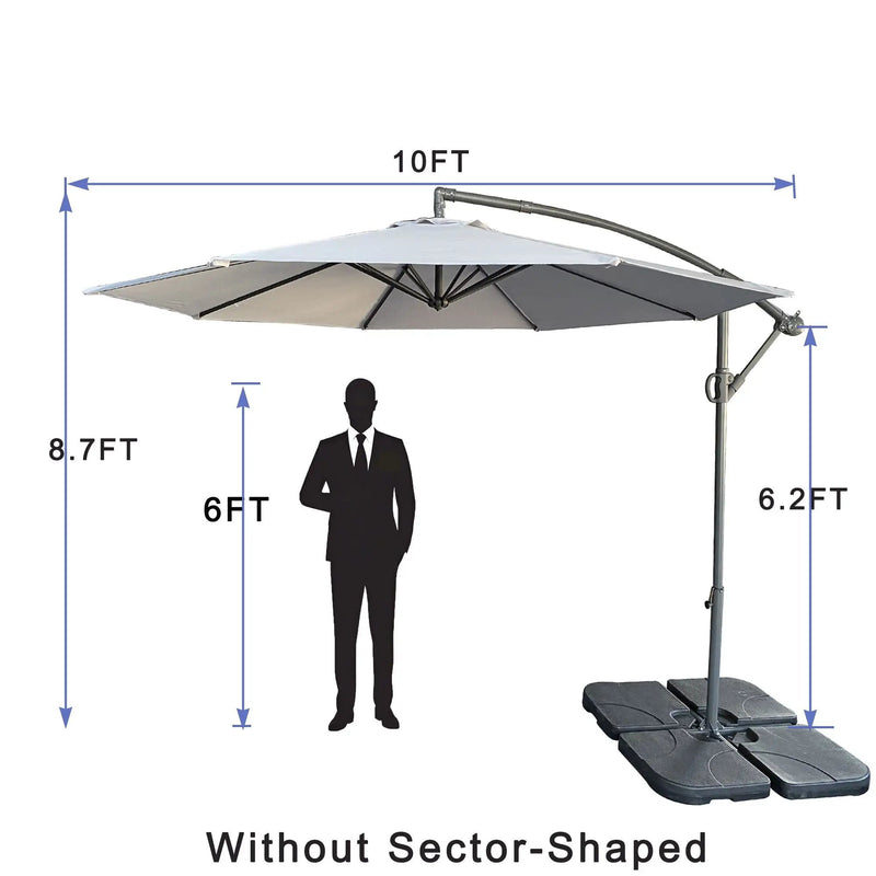 10 Ft Offset Cantilever Patio Umbrella With Crank And Tilt Adjustment For Pool, Deck, And Garden - Gray by HouseOfZazla