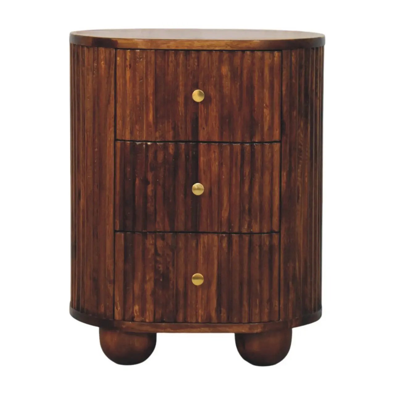 Solid Wood Curved Fluted Bedside Chest by HouseOfZazla