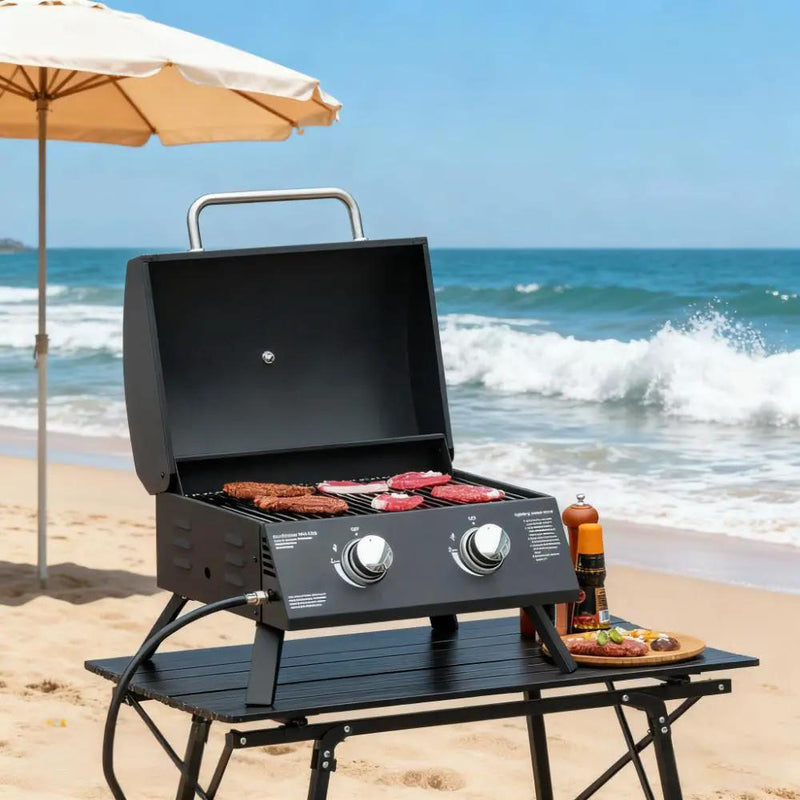21.75" Portable Grill with 2 Burners Camping by HouseOfZazla