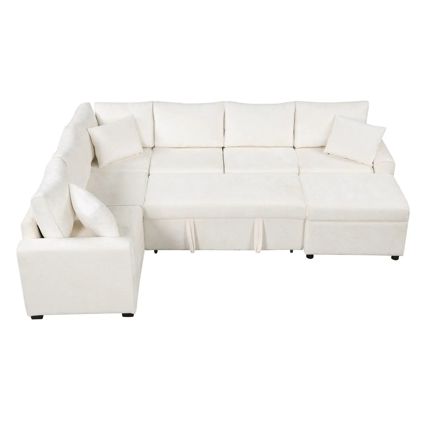 Sectional Sofa Pull-Out Sofa Bed Sleeper With A Storage Ottoman, Three Pillows And Charging Devices For Living Room by HouseOfZazla