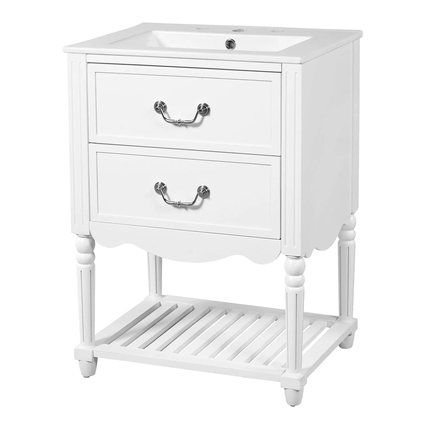 Wave Design Bathroom Vanity With Sink, 2 Drawers And Open Shelf by HouseOfZazla