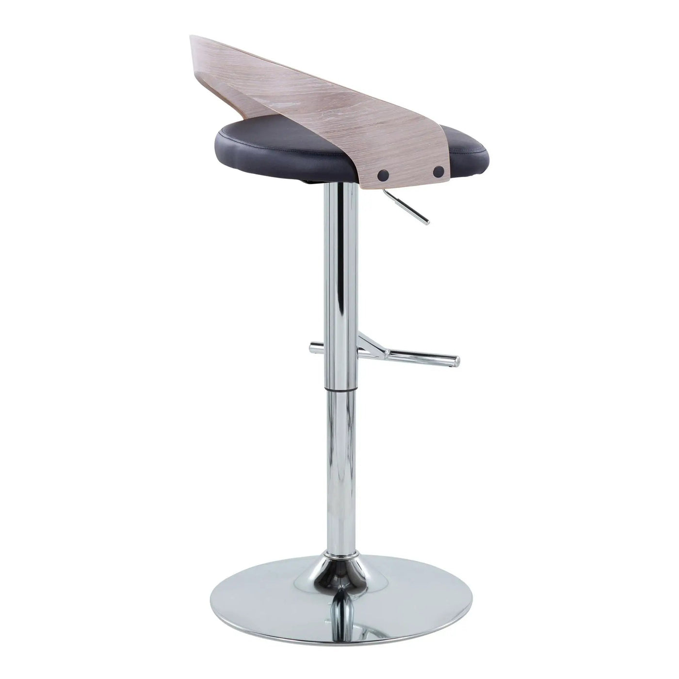 Grotto - Contemporary Adjustable Height Barstool With Swivel With Straight T Footrest (Set of 2) by HouseOfZazla
