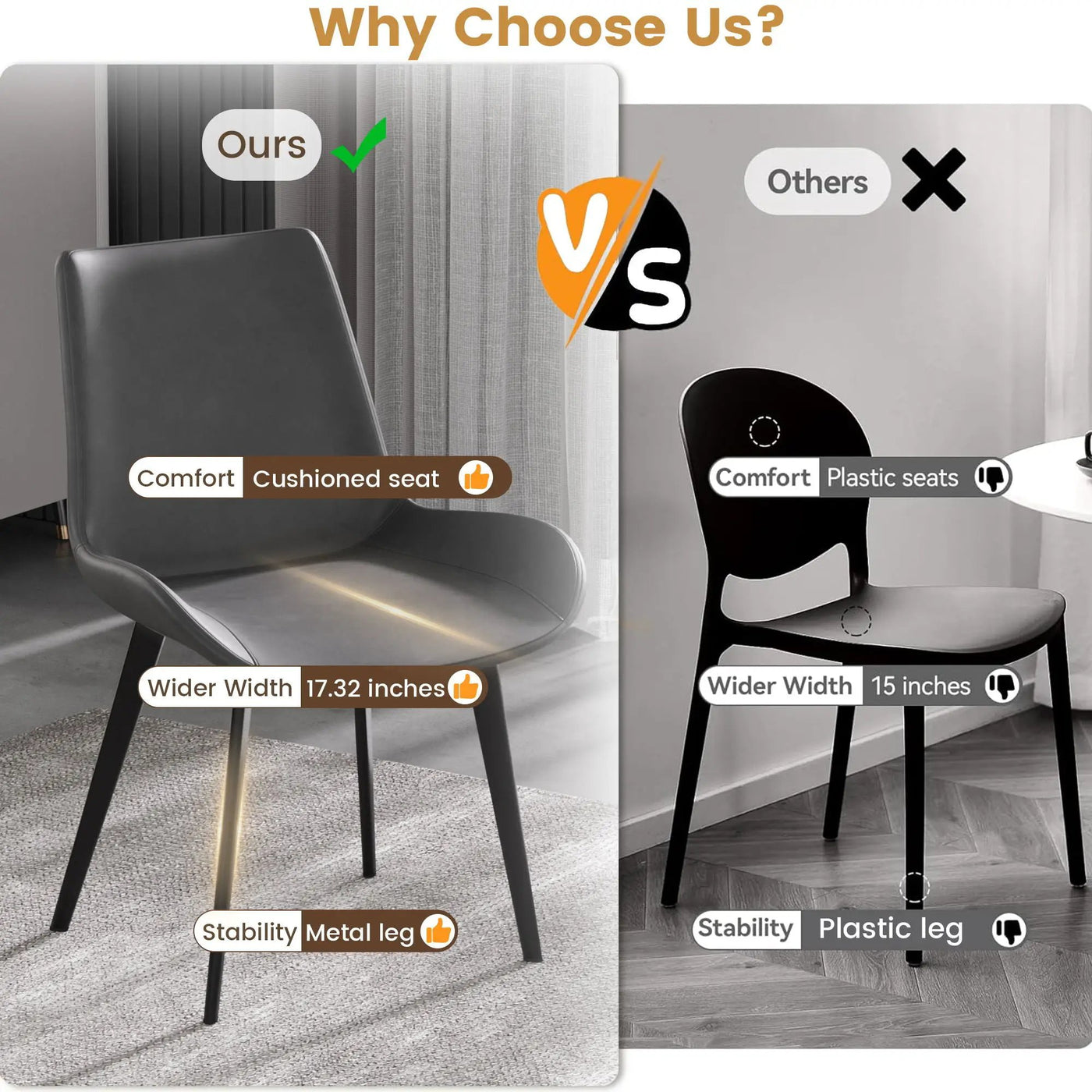Modern Dining Chair Living Room Metal Leg Dining Chair (Set of 2) by HouseOfZazla