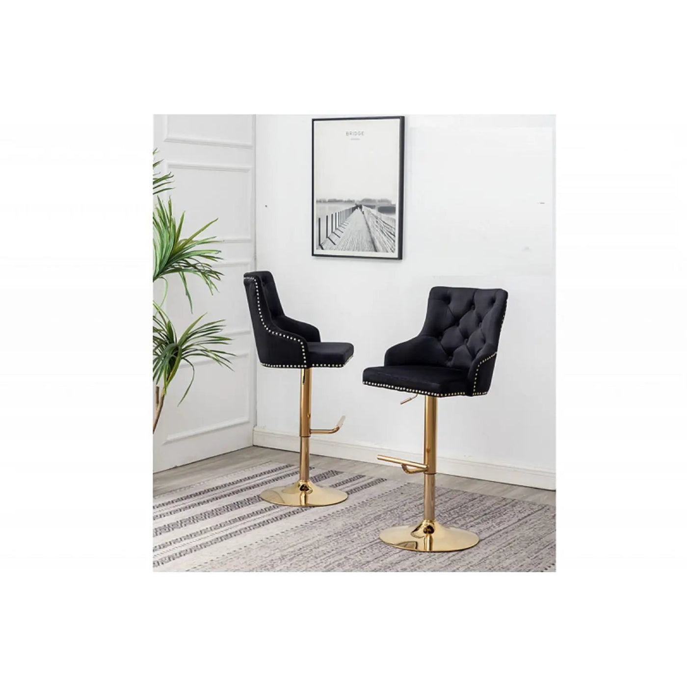Adjustable Swivel Bar Stool With Nailhead Trim (Set of 2) by HouseOfZazla
