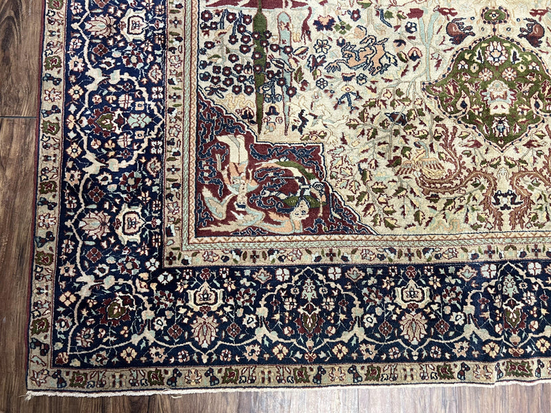 Rare Antique Indian Agra Rug, Early 20th Century Indian Carpet, Animal and Angel Motifs, Hunting Scene, Collectible Oriental Carpet, Wow by Jewel Rugs