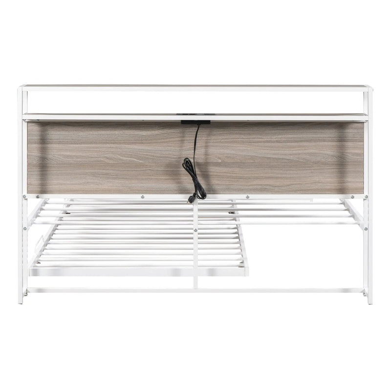 Platform Bed Frame With Trundle, USB Ports And Slat Support, No Box Spring Needed by HouseOfZazla