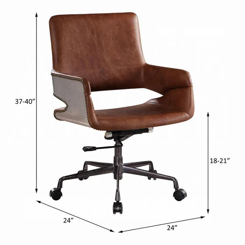 Kamau - Office Chair - Vintage Cocoa Top Grain Leather by Unique Piece Furniture