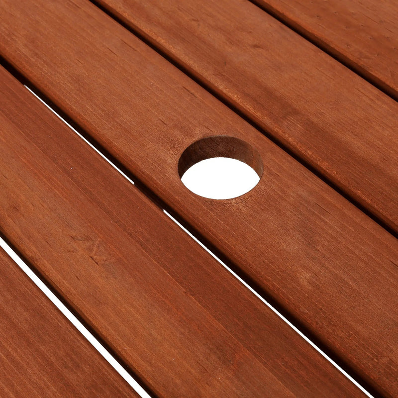 Wooden Kids Picnic Table with 3 Built-in Benches and Umbrella Hole by HouseOfZazla