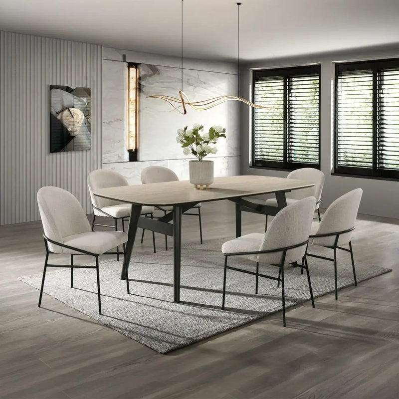 Lark - Dining Table - Travertine / Black by Unique Piece Furniture