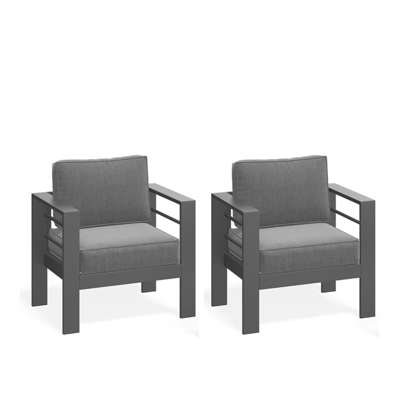 Modern All-Weather Patio Armchairs With Thick Cushions (Set of 2) by HouseOfZazla