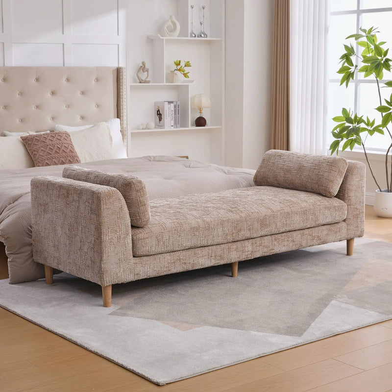 Modern Upholstered End Of Bed Bench With Armrests by HouseOfZazla