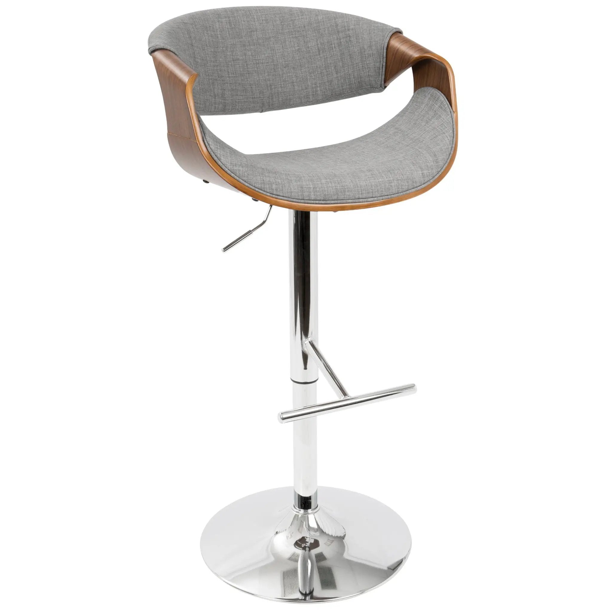 Curvo - Mid Century Modern Adjustable Barstool With Swivel With Straight T Footrest by Unique Piece Furniture