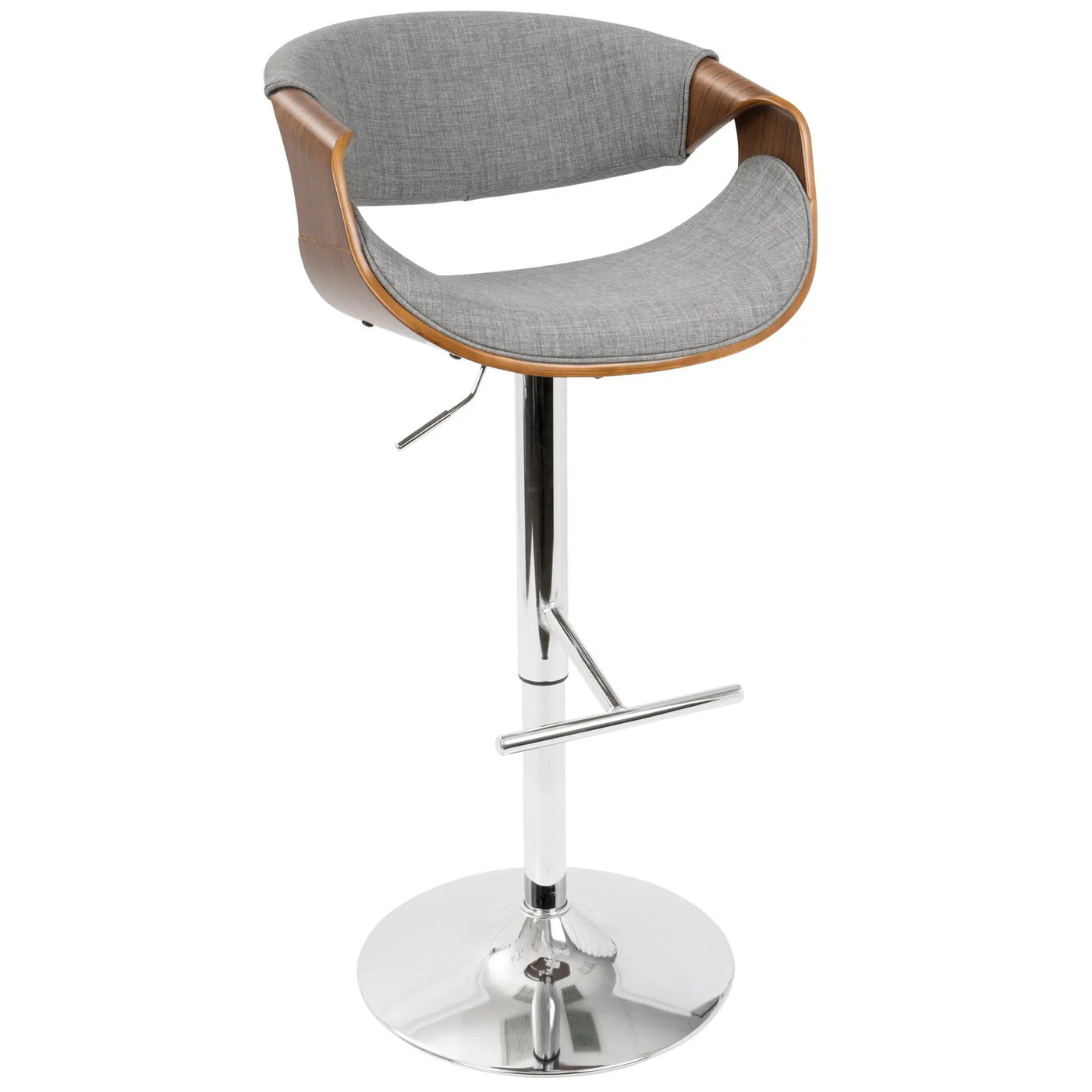 Curvo - Mid Century Modern Adjustable Barstool With Swivel With Straight T Footrest by HouseOfZazla