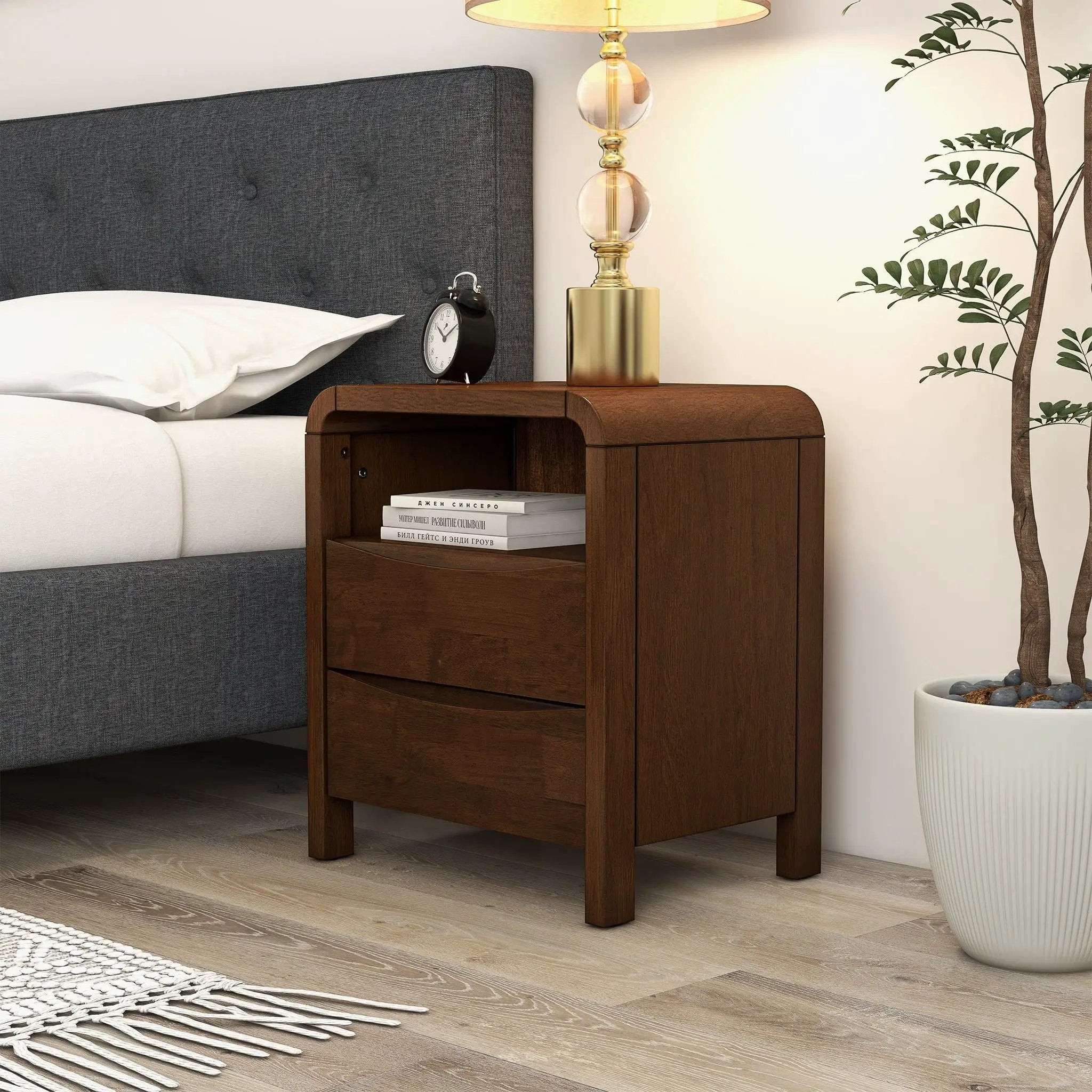 Lionel - Nightstand 2 Drawer - Brown by HouseOfZazla