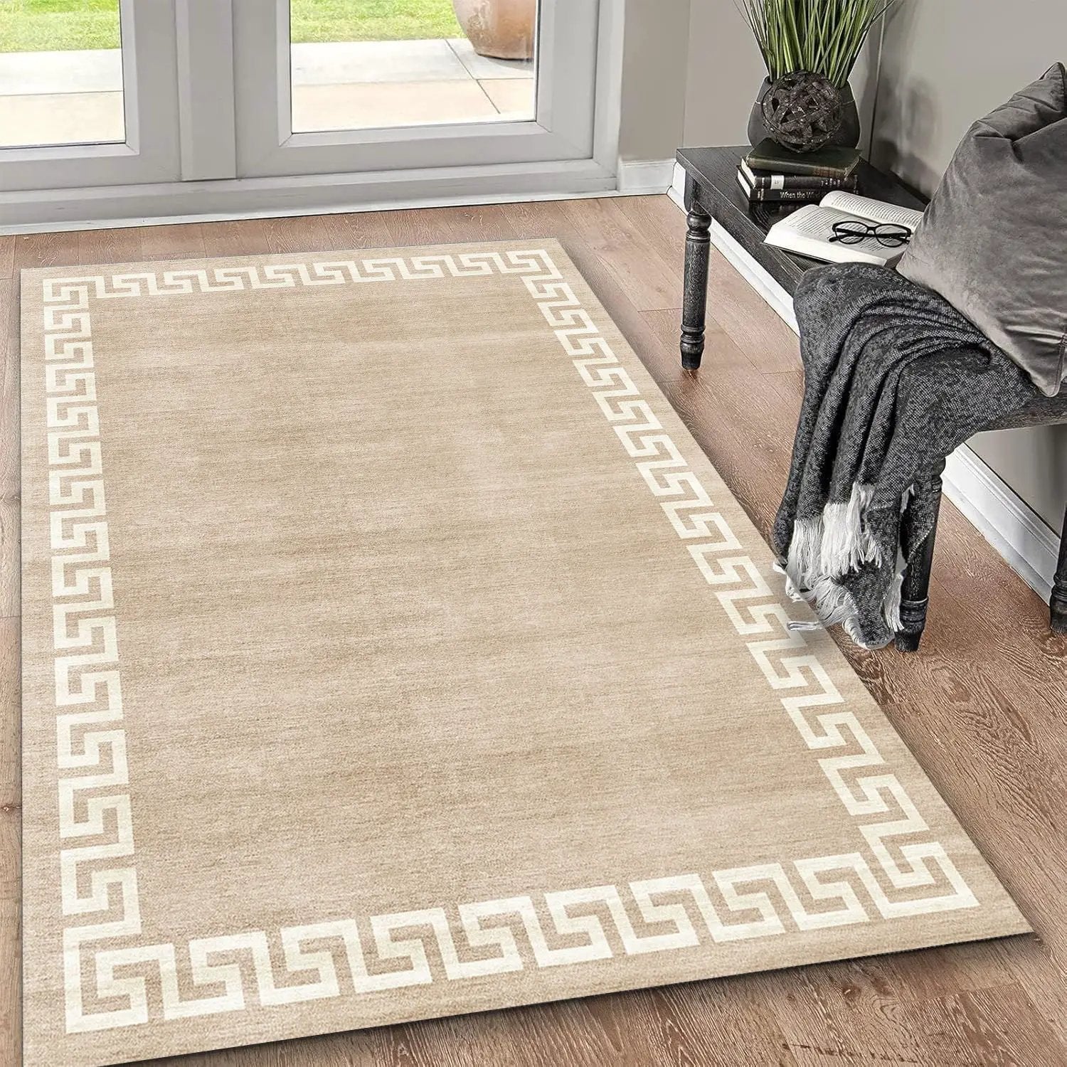 Toucan - 5' X 7' Washable Non - Slip Area Rug - Beige by HouseOfZazla