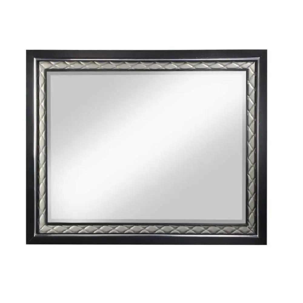 Nicola - Mirror - Silver Synthetic Leather & Black by Unique Piece Furniture