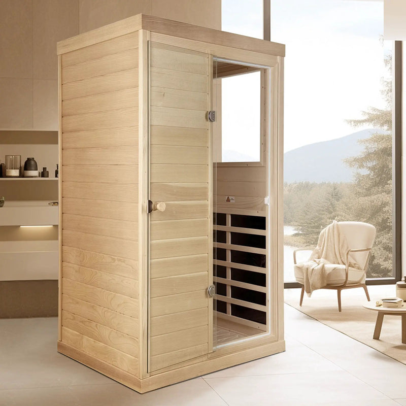Canadian Hemlock Wood One Person Far Infrared Sauna by HouseOfZazla