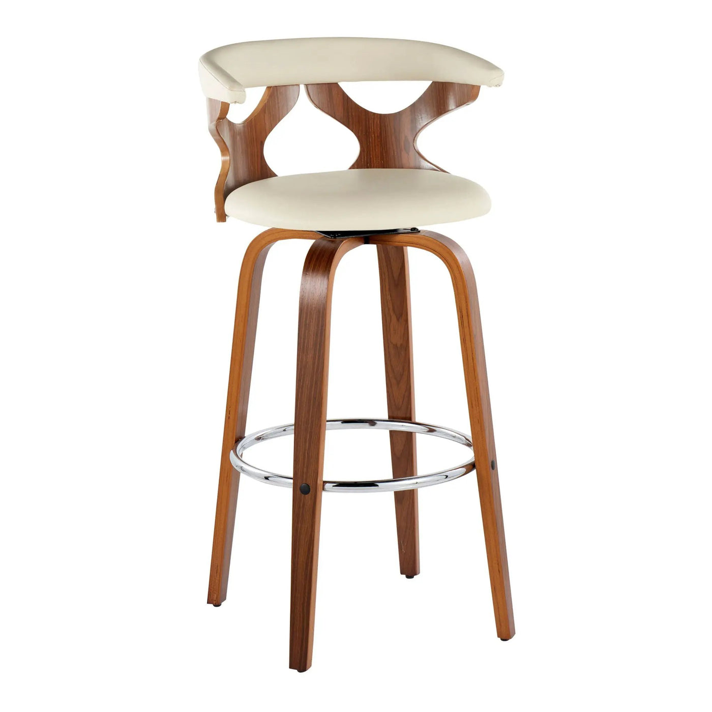 Gardenia - Mid Century Modern Fixed Height Barstool With Swivel With Round Footrest (Set of 2) by HouseOfZazla